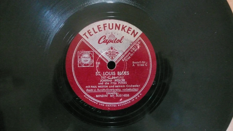 10136#SCHELLACK Johnny Mercer St. Louis Blues/ Mindin My Business Guter Zustand  - Bild 1 von 4