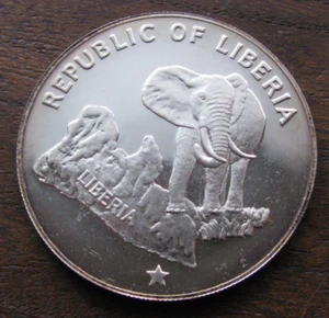 ZALDI2010 - LIBERIA . 5 DOLLARS DE 1973 . SILVER - Photo 1 sur 2