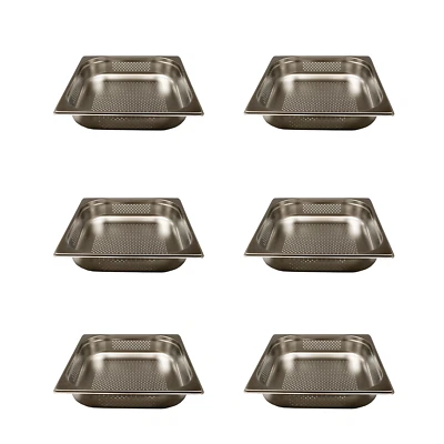 AcMax 6 Stück GN 2/3 Gastronormbehälter GN Behälter Edelstahl 4 L Tiefe 65 mm ge