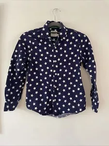 Mini Boden Boys Cotton Button Down Shirt 9-10 Stars Americana 4th Of July - Picture 1 of 3