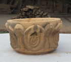 Antique Sand Stone Round Water Bowl Original Old Fine Hand Carved