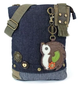 Chala Purse Handbag Denim Canvas Crossbody With Key Chain Tote Hedgehog - Picture 1 of 4
