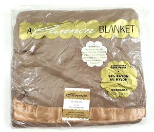 "Coperta vintage NOS Cannon Plymouth doppia marrone doppia 72"" x 90" - Foto 1 di 6
