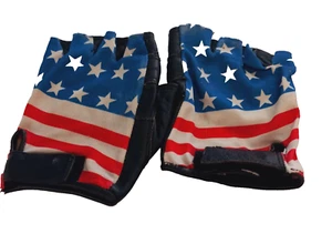Guantes de levantamiento de pesas de motociclista talla M acolchados sin dedos palma patriótica necesita limpieza - Imagen 1 de 5