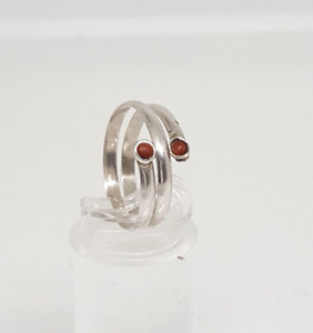 Gorgeous Unusual Real Red Corals Spiral Ring 925 Silver Sizeable N~O #21182