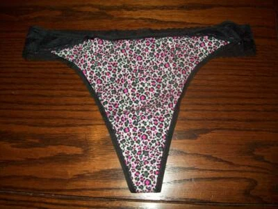 NWT Victoria's Secret Cotton THONG PANTIES BACK LACE WAISTBAND 313835 LEOPARD XL - Image 1 of 2