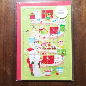 Puzzle Signature Greeting Card Kids Santa Train Gifts Nice List Child Hallmark - Picture 1 of 5
