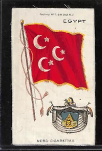Banderas y brazos de seda, tabaco americano S35, 1910, Egipto (3 x 5 pulgadas) - Imagen 1 de 2