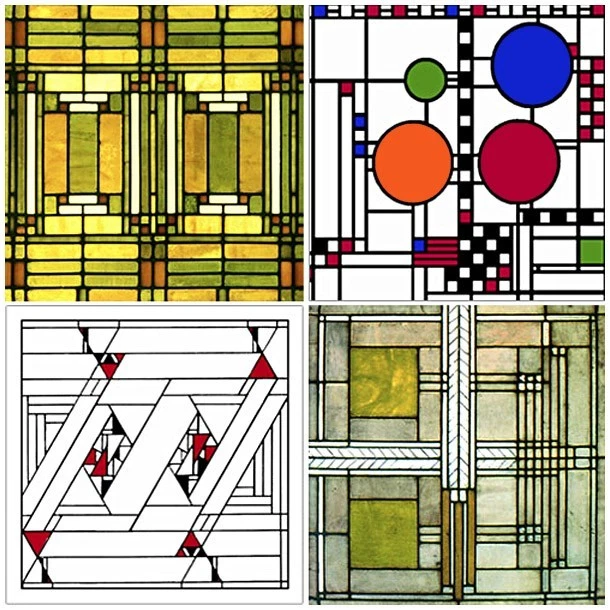 Juego de 4 diseños Frank Lloyd Wright para posavasos de vidrio - WUAS305 Foto 1 de 1