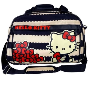 Vintage 2013 Loungfly X Sanrio Hello Kitty Bows & Stripes Weekender Bag Retro - Picture 1 of 12