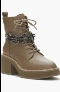 Vince Camuto Keltana Damen-Schnürstiefel Reißverschluss Kampf 5,5 Kubusleder beige - Bild 1 von 8