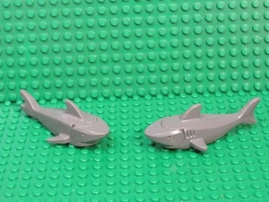 Lot 2 LEGO Shark Minifigures 2547 2548 Gray Sea Ocean Zoo Animal Pupils NE44 - Picture 1 of 2