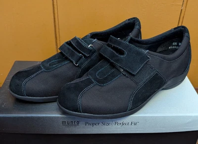 MUNRO Womens Jolie Sneaker Shoes Size 6.5 W Black Fabric Suede Hook Loop - Image 1 of 4