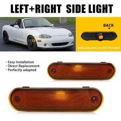 Para Mazda Miata MX-5 1990-2005 Lente ámbar Carcasas de luz marcadoras laterales delanteras EXR Foto 1 de 4