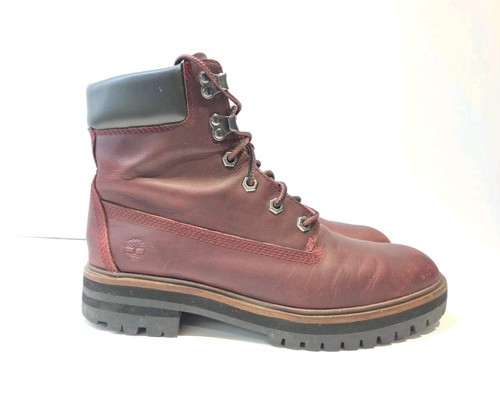 Timberland London stivali da donna in pelle rosso sangue di bue 6” taglia UK 6 5 EU 39 5