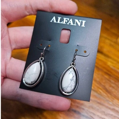 NEW! Alfani Silver-Tone Stone Teardrop Drop Earrings ~ Cozumel collection - Image 1 of 4