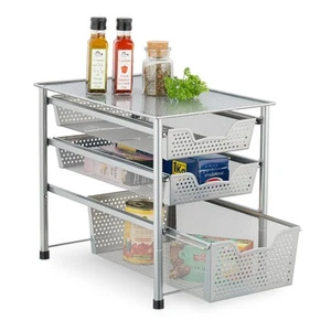 Estante cocina organizador estantería apilable mueble de almacenamiento 3 cestas - Imagen 1 de 20
