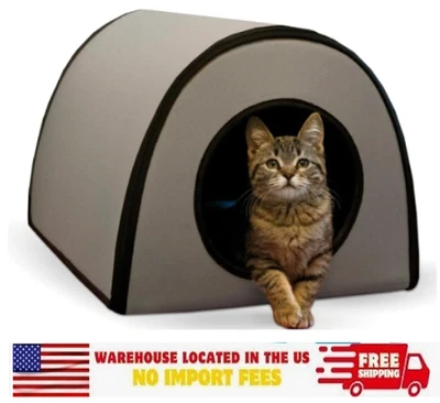 K&H Pet Products Thermo Mod Kitty Shelter Outdoor Heated Kitty House Gray - Image 1 of 4