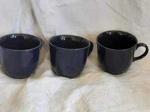 3x Staffordshire Tableware Solid Blue Coffee Tea Cups Mugs 8cm x 8.5cm Vintage - Picture 1 of 5