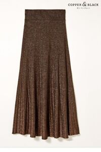 Fatface copper & black, brown/copper metallic Pleated Knitted Skirt Size 8 