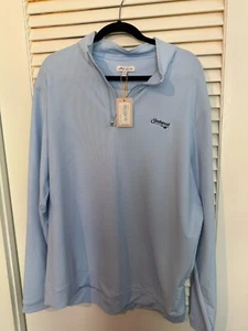 Men's Peter Millar white and blue 1/4 zip, long sleeve pullover jacket size 2XL - Picture 1 of 3
