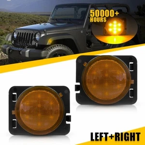 Par de luces LED laterales ámbar para guardabarros delantero para Jeep Wrangler 2007-2017 JKU JK - Imagen 1 de 15
