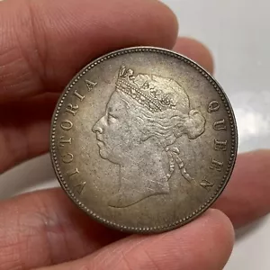 Monete mezzo dollaro regina Hong Kong Victoria anno 1891, monete argento 100%, AAA - Foto 1 di 2