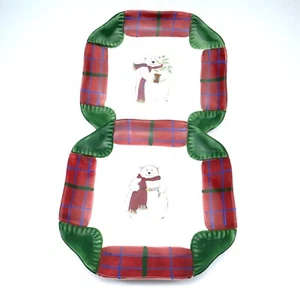 Pfaltzgraff Polar Bears Square SALAD DESSART PLATES Set 2 Stonewear Christmas s - Picture 1 of 10