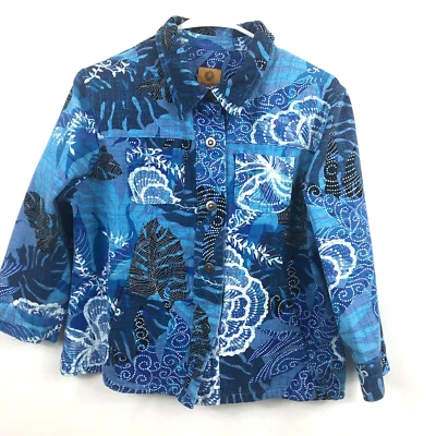 Women's Ruby Rd. Multicolor Floral Pockets 3/4 Sleeve Jacket Regular Size 10 - Image 1 of 4