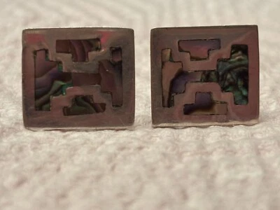 Abalone vintage ASM México Sterling Cuff Links  - Imagem 1 de 4
