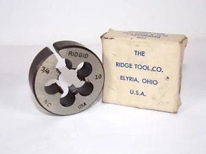 RIDGID 00-RB & Three Way Bolt Threader 3/4in - 10, 2" O.D. Round Split Die - Picture 1 of 6