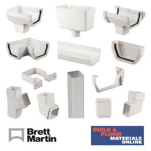 WHITE SQUARE Plastic Gutter UPVC Guttering 114mm - 65mm Downpipe Rainwater - Picture 1 of 22