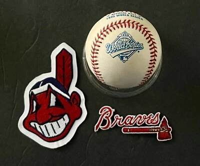 1995 RAWLINGS WORLD SERIES BASEBALL - BRAVES vs INDIANS + Patches - Image 1 of 4