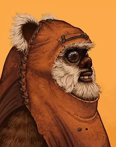 Póster Mike Mitchell Wicket retrato Star Wars Mondo impresión ewok - Imagen 1 de 5