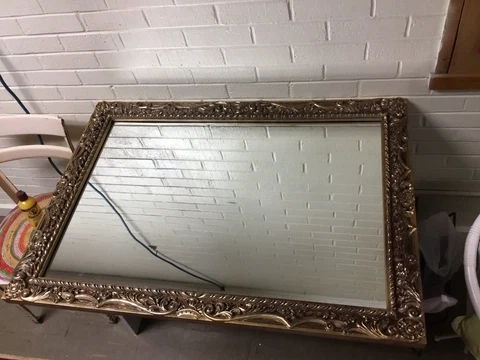 LARGE VINTAGE RESIN ORNATE GOLD GILT MIRROR HOLLYWOOD REGENCY MCM 41 X 29” Cover