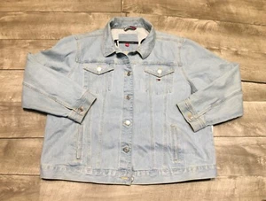 Vintage Tommy Hilfiger Large Flag Trucker Blue Denim Jean Jacket Size XXL - Picture 1 of 11