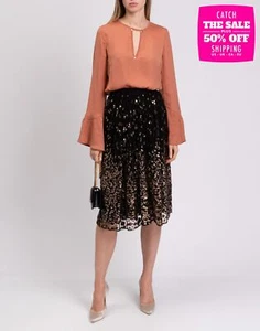 UVP 390€ ROBERTO CAVALLI CLASS Top Bluse Gr. M Schlüsselloch Metall Applikationen - Bild 1 von 9
