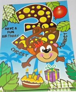 Boys 3rd Birthday Card. Cheeky Monkey Theme. Heartstrings Cards. - Picture 1 of 4