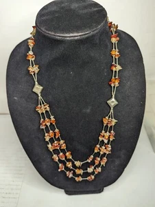 Collar Vintage Plata de Ley 925 Doble Hilo Naranja Cornalina Gramos Total - Imagen 1 de 10