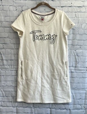 Tommy Hilfiger cream logo short sleeve sweater dress size women’s medium - Image 1 of 3