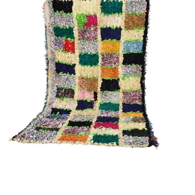 Handmade Moroccan Patchwork Rug Vintage Berber Azilal Vibrant Colors Carpet - Image 1 of 4
