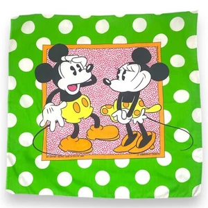 Vintage Mickey & Minnie Mouse grün gepunktet Schal - 80er Jahre Disney Sammlerstück - Bild 1 von 7