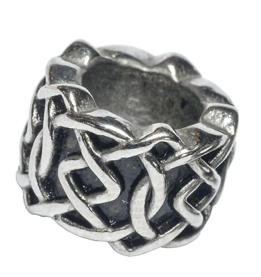 2 x Bart Perle Edelstahl Bartperle Loch 6mm Haarschmuck Kelten + 50 Bartgummis - Bild 1 von 2