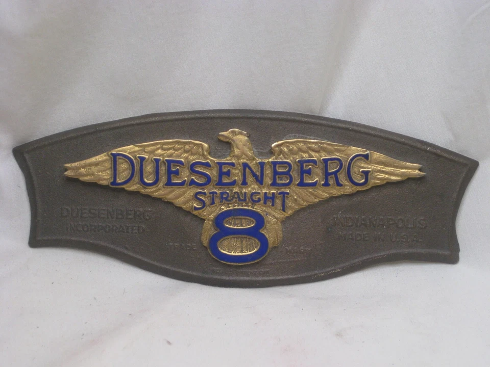 Conjunto de placa de identificación vintage DUESENBERG STRAIGHT 8 identificador de placa de tablero cloisonné Foto 1 de 4