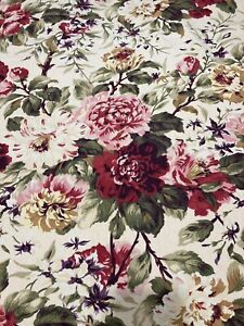 VTG Ralph Lauren Upholstery Cotton Fabric Roses Floral 56”x104” *READ