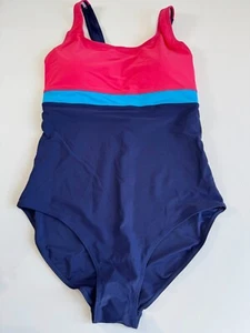 Damen Badeanzug wattiert Sport Badeanzug Gr. XL UK 16-18 blau pink - Bild 1 von 5