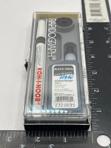 3085- F Black Koh-I-Noor Rapidograph Pen and Ink Set Pen Nib and .50 oz. - Picture 1 of 3