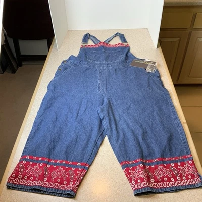 Mono capri de mezclilla Agapo de colección rojo bandana ribete para mujer XL NUEVO CON ETIQUETAS Foto 1 de 4