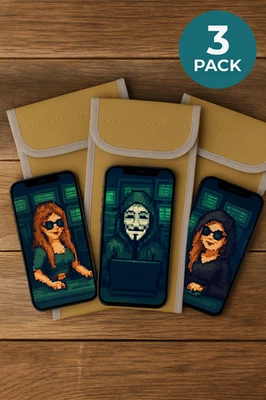 Faraday Phone Pouch – Signal Blocking RFID/Cell/WiFi/GPS Shielding Bag – 3 Pack - Image 1 of 4