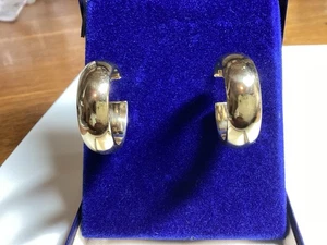Pendientes de aro hinchados huecos de oro amarillo de 14k RCI 585 1" 8mm de ancho 4 gramos de colección. - Imagen 1 de 6